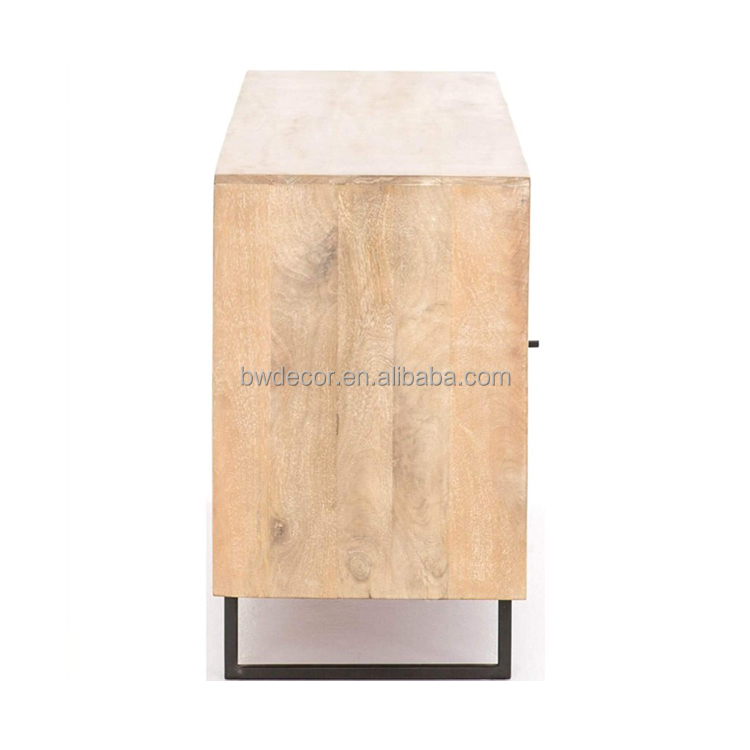 BELLEWORKS Custom Rattan Storage Kitchen Furniture Modern Nordic Metal Wooden Rattan Sideboard Buffet Cabinet