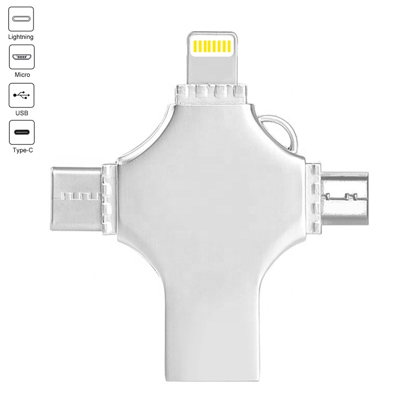Ceamere 4 в 1 OTG USB 3,0 флэш-накопитель на заказ металлический 16 ГБ 32 ГБ 64 ГБ 128 ГБ 256 ГБ Type C Micro Lightning OTG USB флэш-накопители