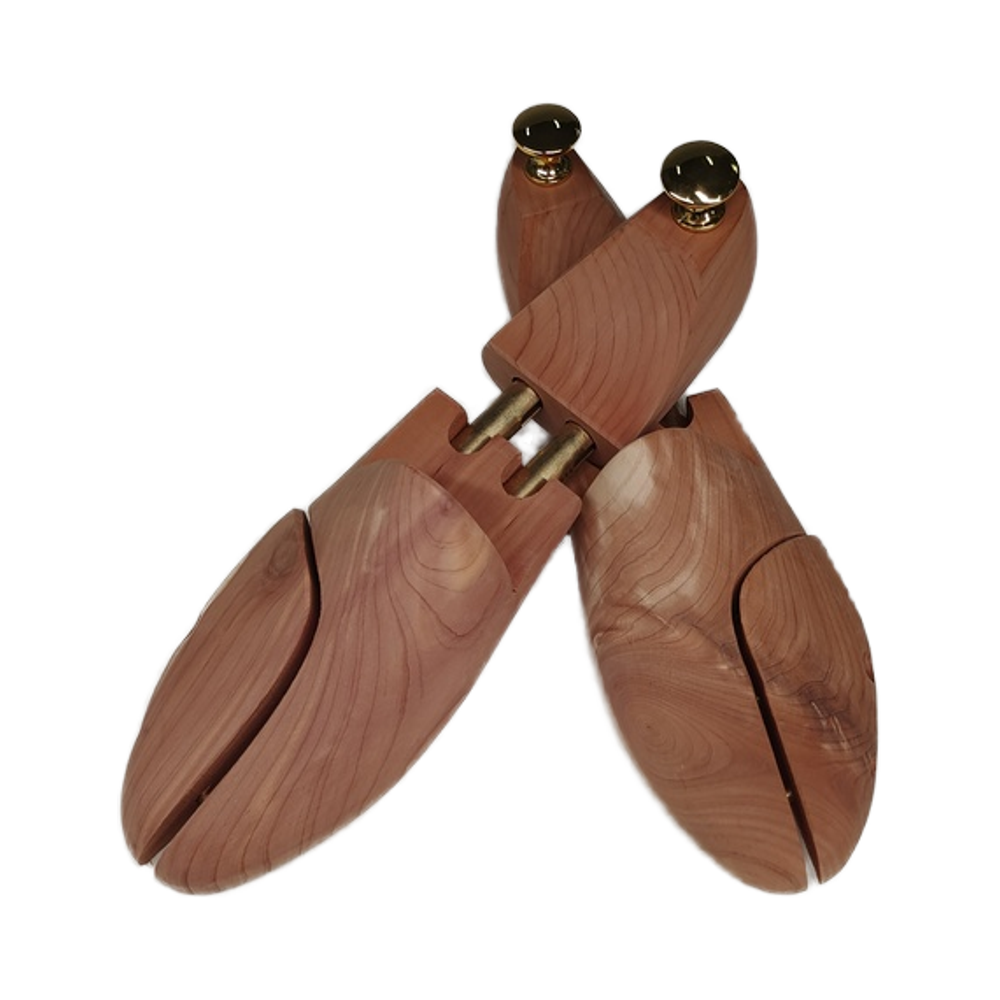 Factory Supply Hot Selling Twin Tube Cedar Wood Shoe Tree Adjustable Wood Brass Knob Shoetree ST06C Protective Shoe Form