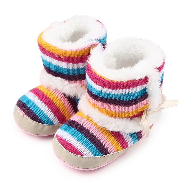 Wholesale rainbow wool and warm baby winter boots shoes for girls