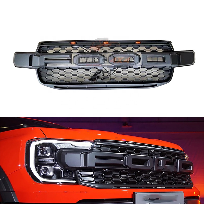 2022 новый дизайн, передняя решетка радиатора из АБС со светодиодом для Ford Ranger