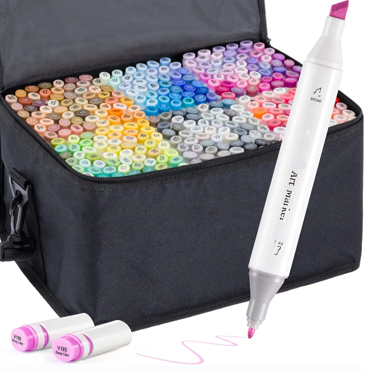 Factory New Design 80 100 120 colors Dual tips alcohol based ink permanent pen Non Toxic alcoholic Art Marker With Brush/PE tips