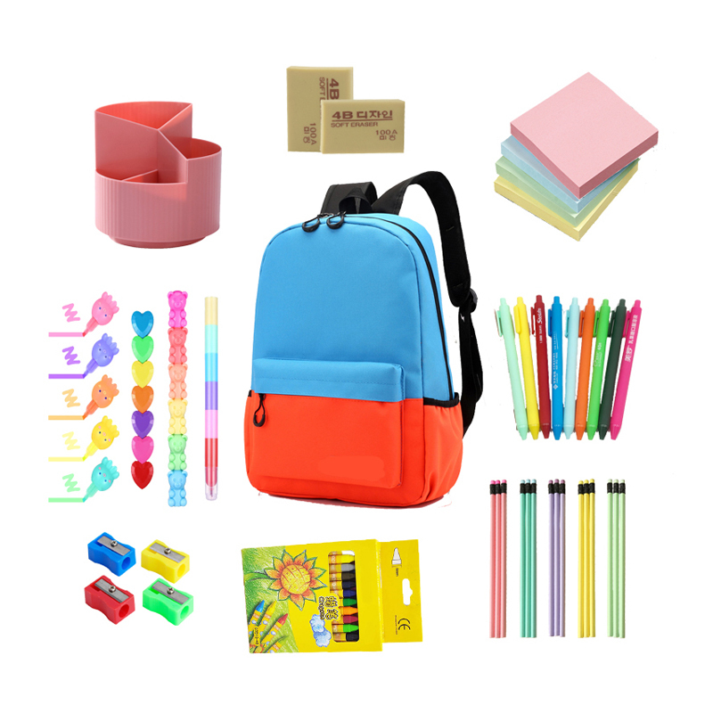Kids School Supply Kit Back to School Essentials Children Stationery Set School Bag Pencil Pen Eraser Stationery Set