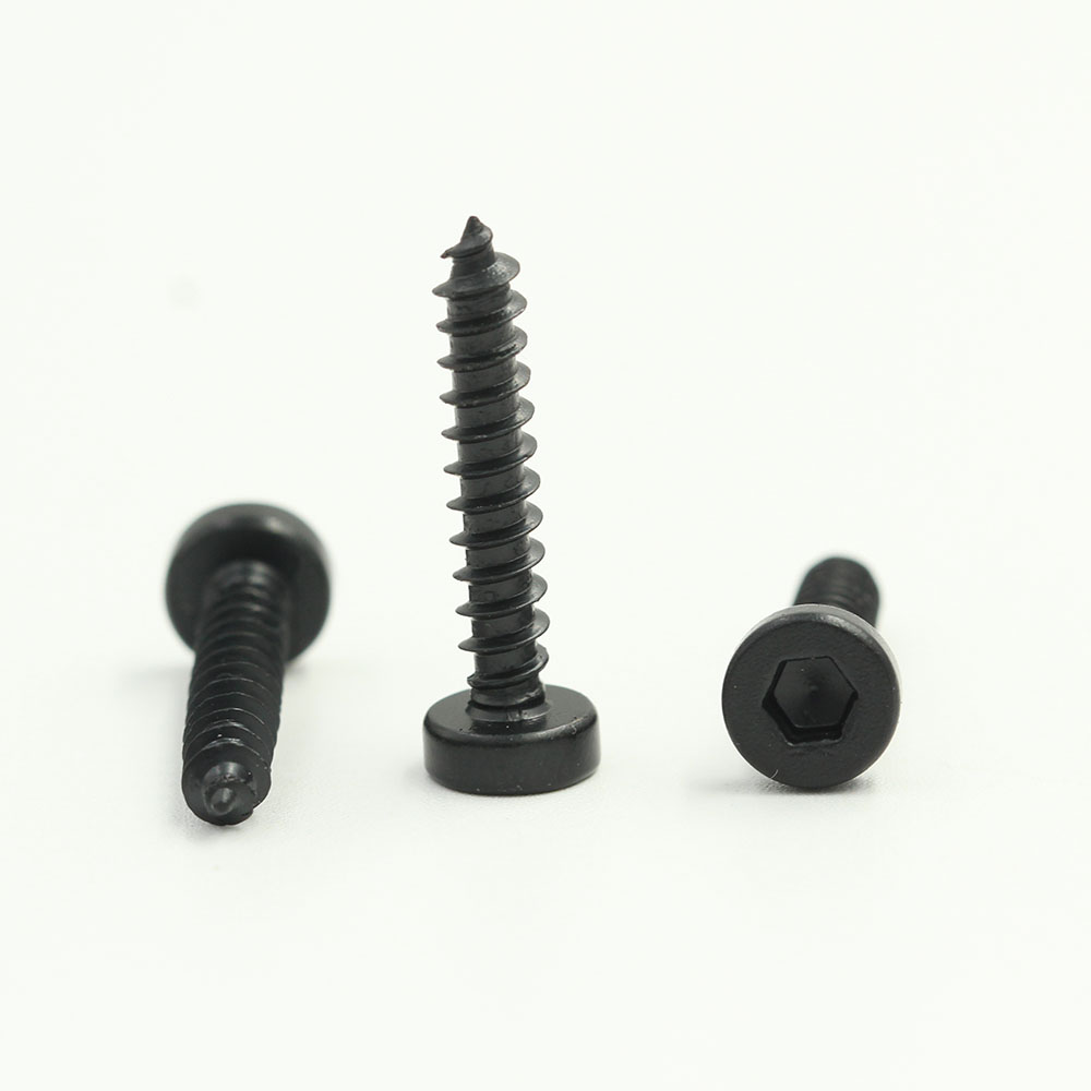 Carbon steel black oxide hex socket head cap self tapping screws for sheet metal