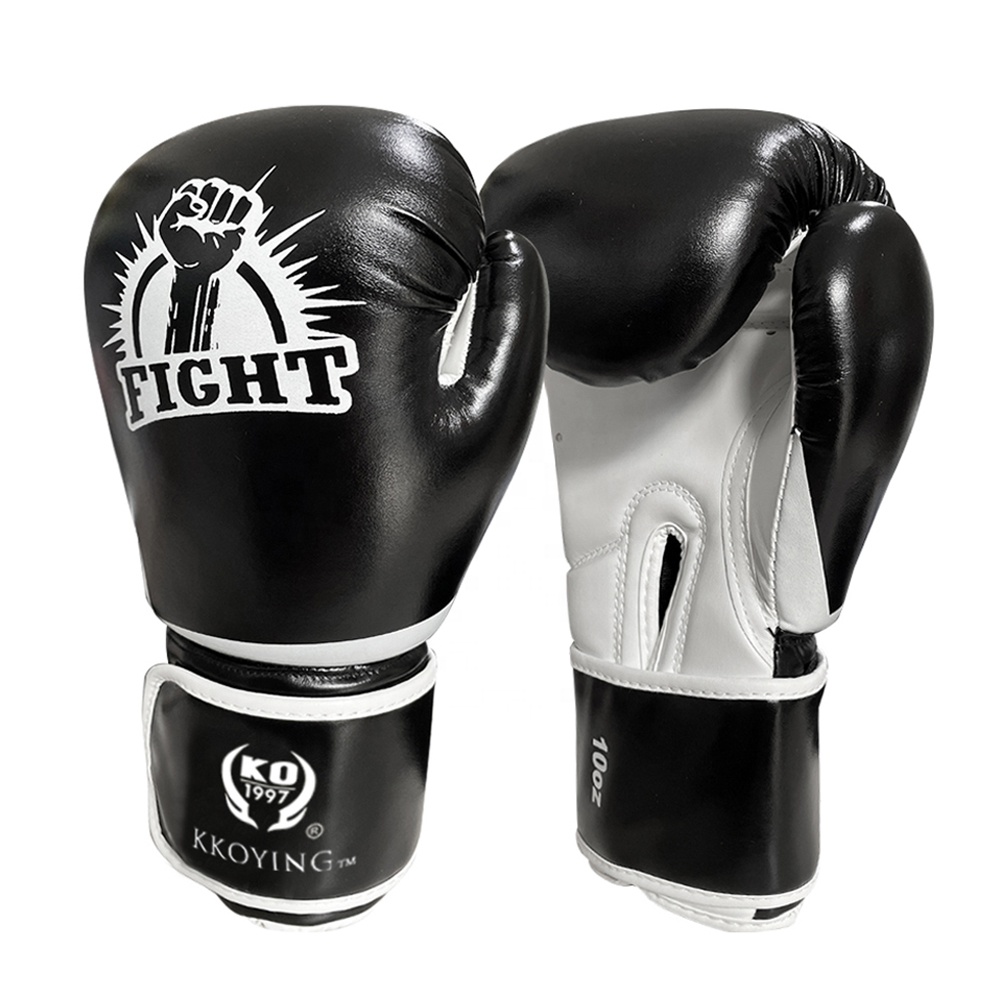 Low price lace up black leather boxing gloves custom boxing gloves