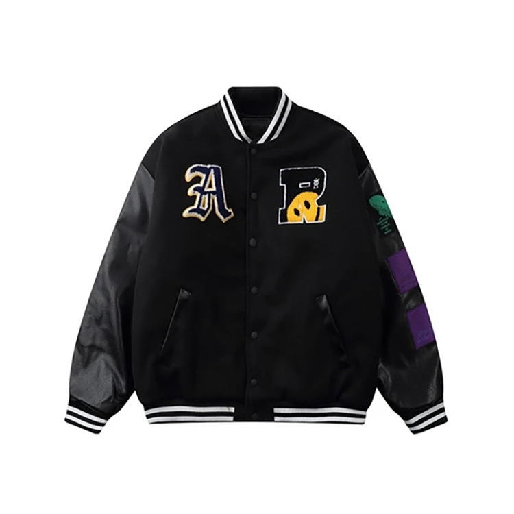 DiZNEW оптовая продажа унисекс пользовательские Letterman Бейсбол Колледж кожаные мужские школьные куртки