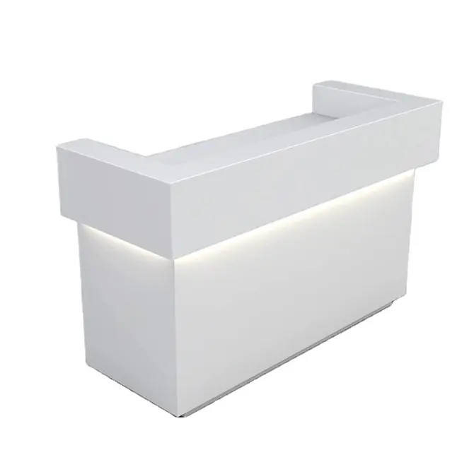 Wholesale Price Reception Desk Counter High End Modern Luxury LED Light Metal Customized Item Style Stand Office Solid