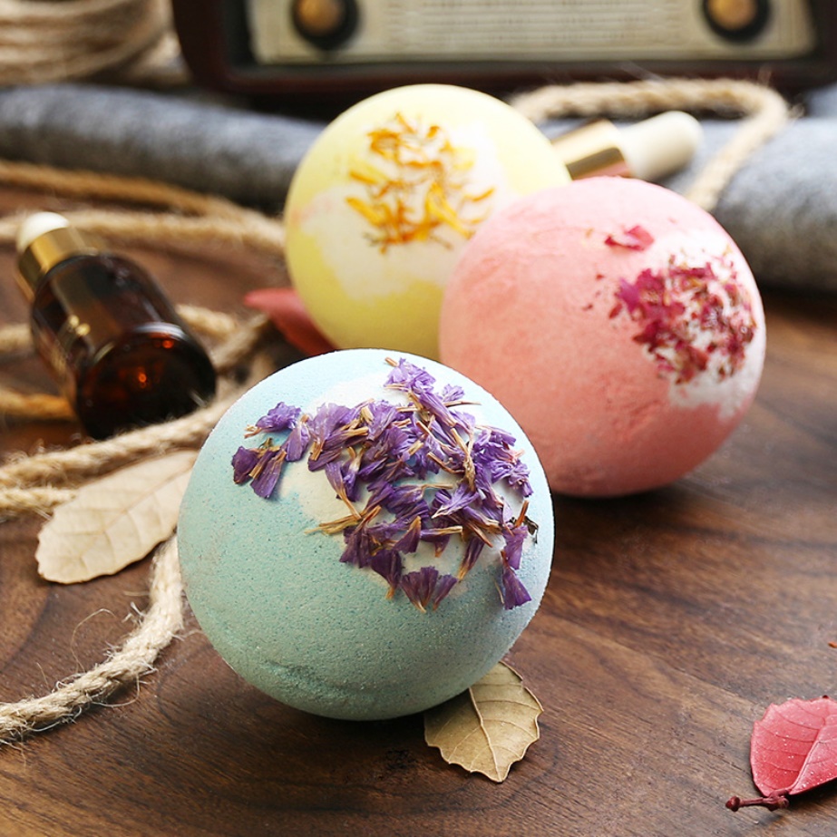 Rose Lavender organic pink bath bomb natural