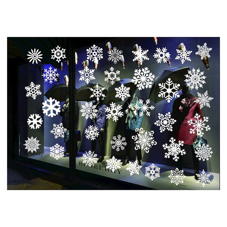 Free sample self-adhesive reusable snowflake static cling Christmas sticker for window decoration