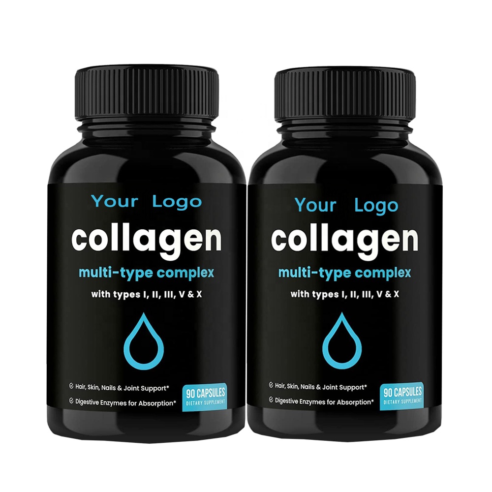 Private Label Collagen Pills Skin Whitening Supplement with All Types of Collagen Peptides Powder Multi Collagen Capsules
