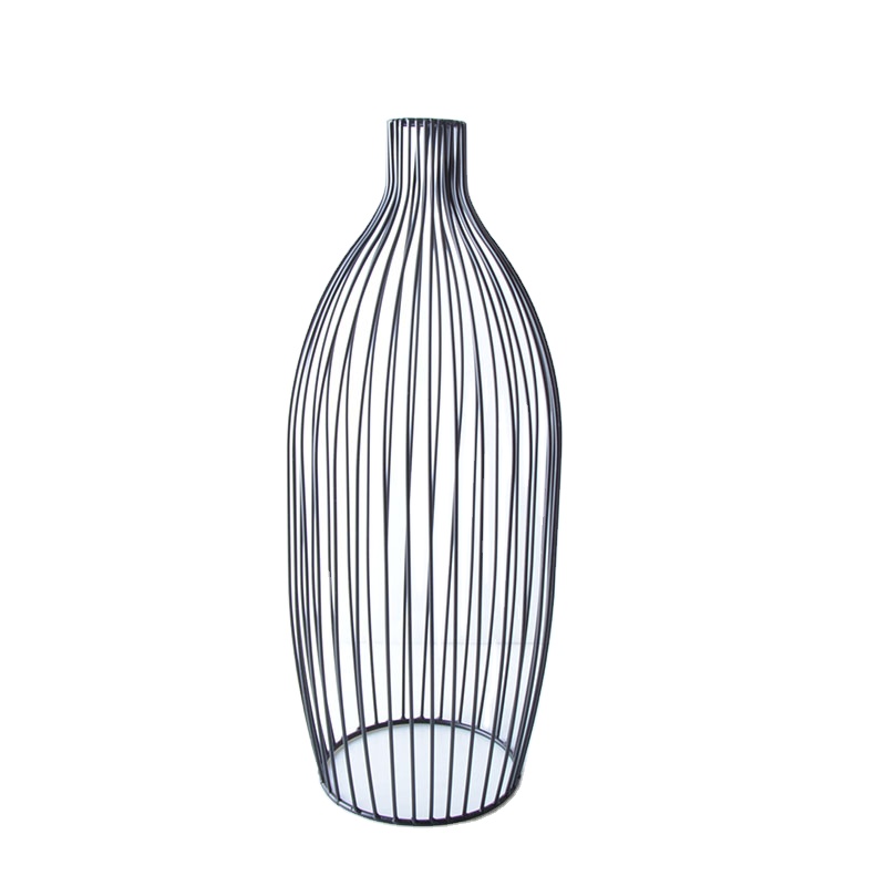 big metal flower vase tall outline black metal vase