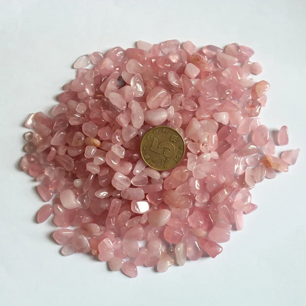 Natural crystal gravel Tumbled stone quartz macadam Rose quartz crystal Crushed Stone decoration