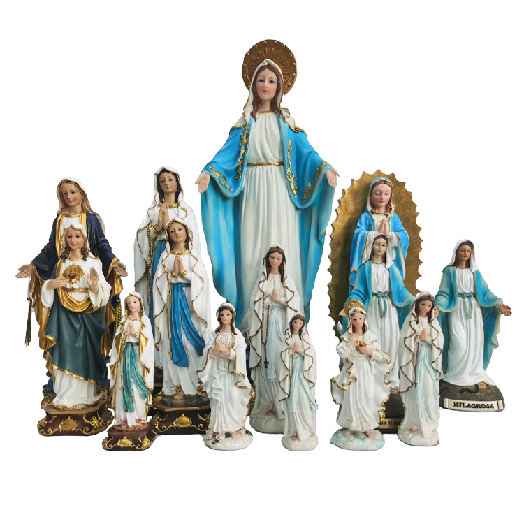 Заводская поставка 5-18 дюймов Смола статуи Девы Марии Кристиан Lourdes фигурка колена религиозная скульптура ремесла
