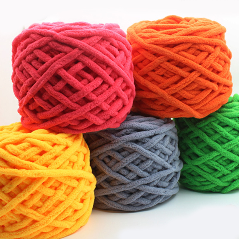 Wholesale Melange Crochet Dyed Fabric Chenille Chunky Recycled Polyester Milk Cotton Blended Yarn For Knitting Carpet Blanket