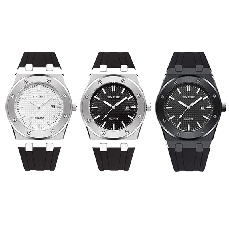 Private Label Men Quartz Watches Silicone Strap Men Wrist Luxury Watch Gold Alloy Hand Watch for Men