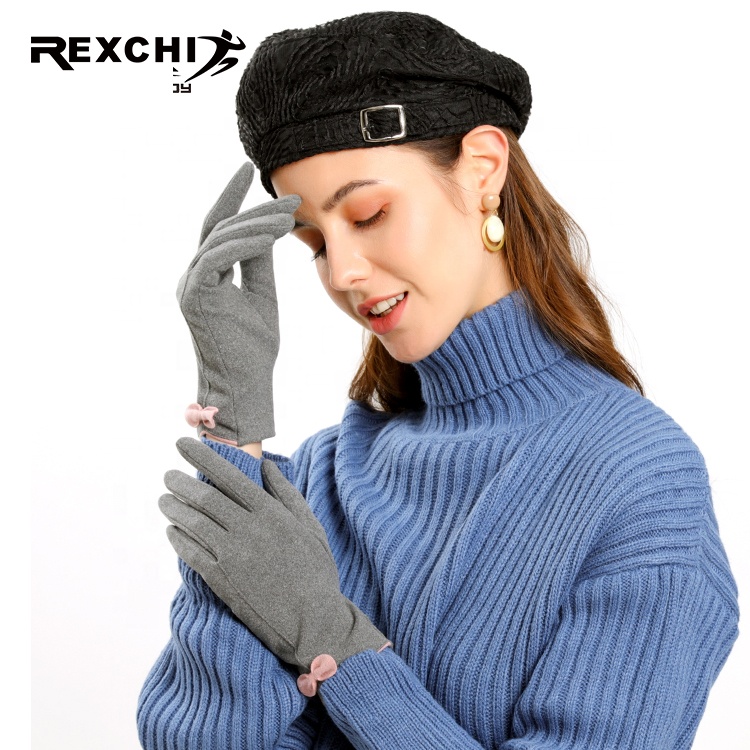 REXCHI DY32 Winter Touch Screen Fur Custom Logo Warm Knit Thermal Glove Driving Women's Winter Gloves for Unisex