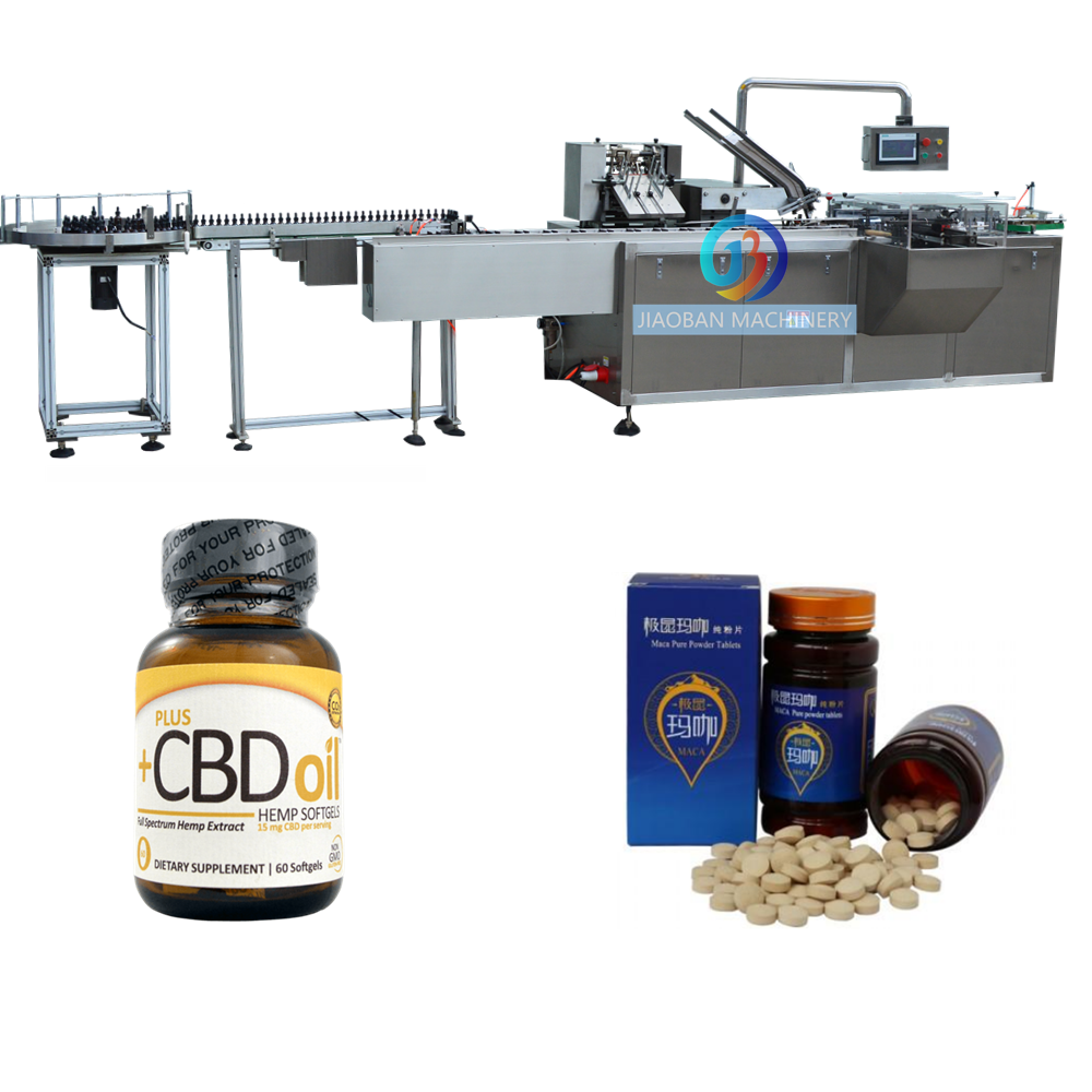 Automatic capsule bottle cartoning machine, box packing machine for CBD softgel bottles