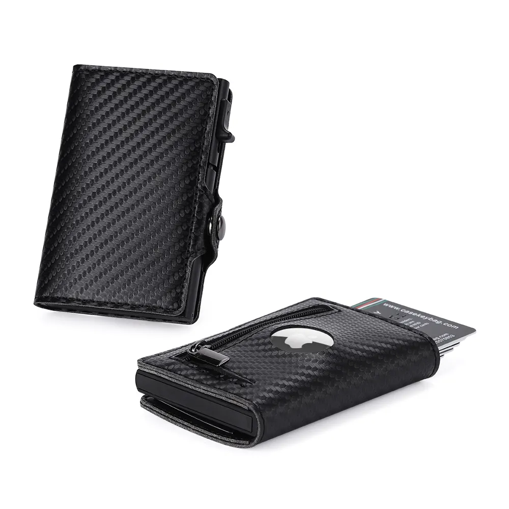 2021Custom Bifold RFID Blocking Wallet genuine Leather Slim Minimalist purse Men's Wallet with airtag pocket