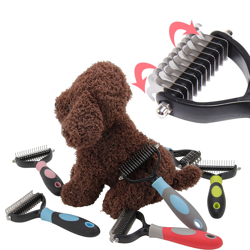 Wholesale Multicolor Double-side Stainless Steel Flexible Pet Knot Comb with Screw Fixation