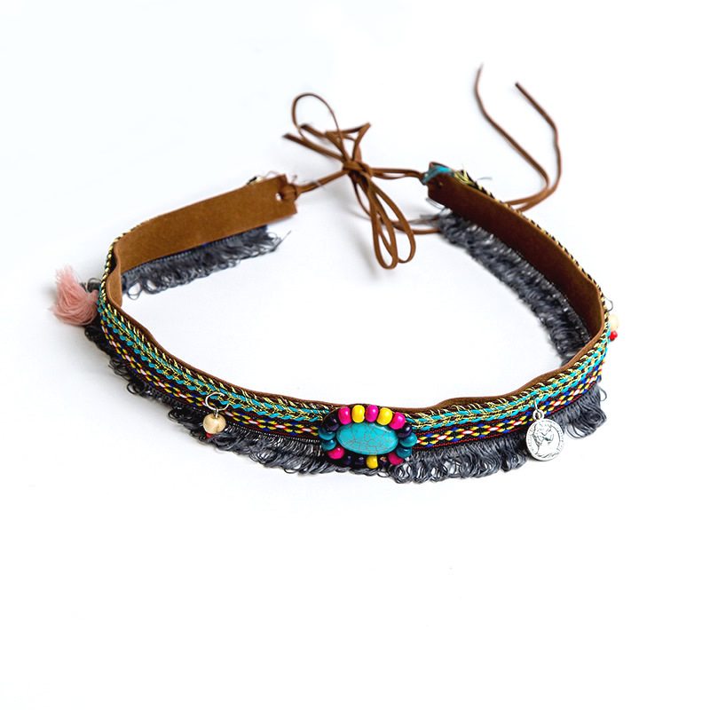 Wholesale handmade wooden bead woven decorative hat band flat top hat personality fedora hat accessories