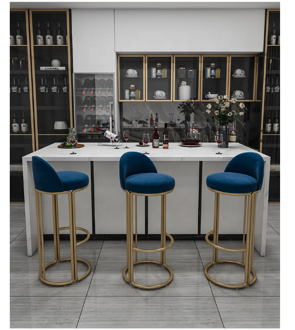 Modern home bar white solid surface dining table set / home bar counter high bar chair