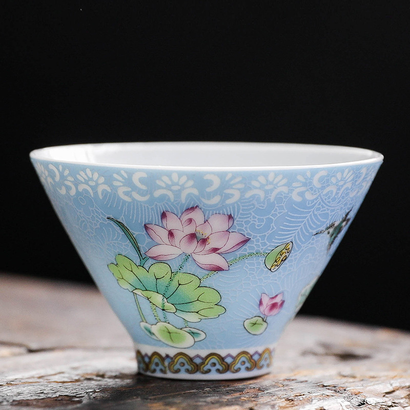 Jingdezhen tea set cup with gold and white painting flower tasting cup master single ceramic tea bowl hand painted Kung Fu cup