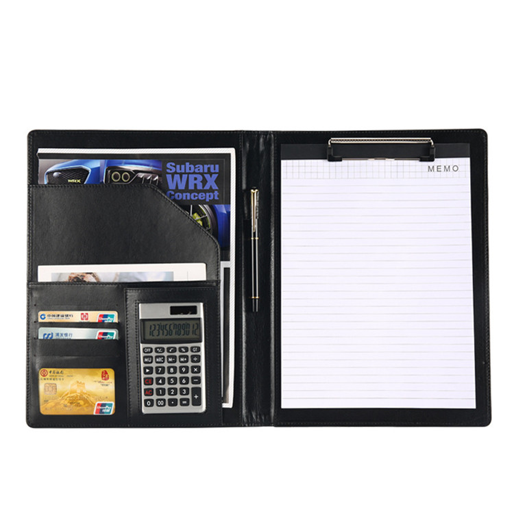 Пользовательский Padfolio Портфолио буфер обмена папка А4 интервью возобновление кожаная папка Портфолио документов Органайзер с калькулятором