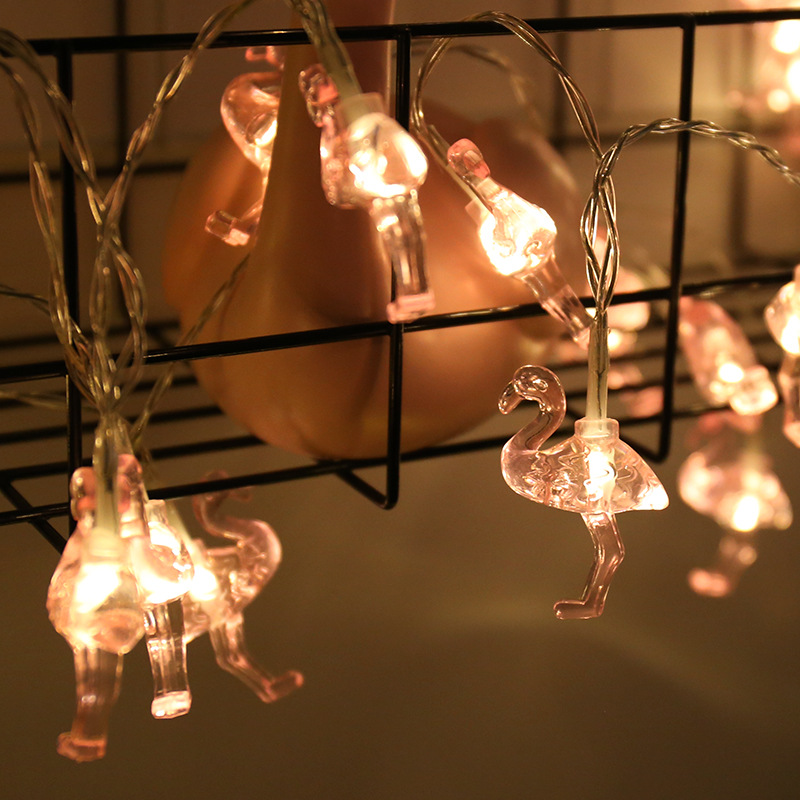 Outside Battery Operated Solid Pink Flamingo Fairy Light Tropical Themed Wedding Garden Decoration Custom Outdoor Lights String