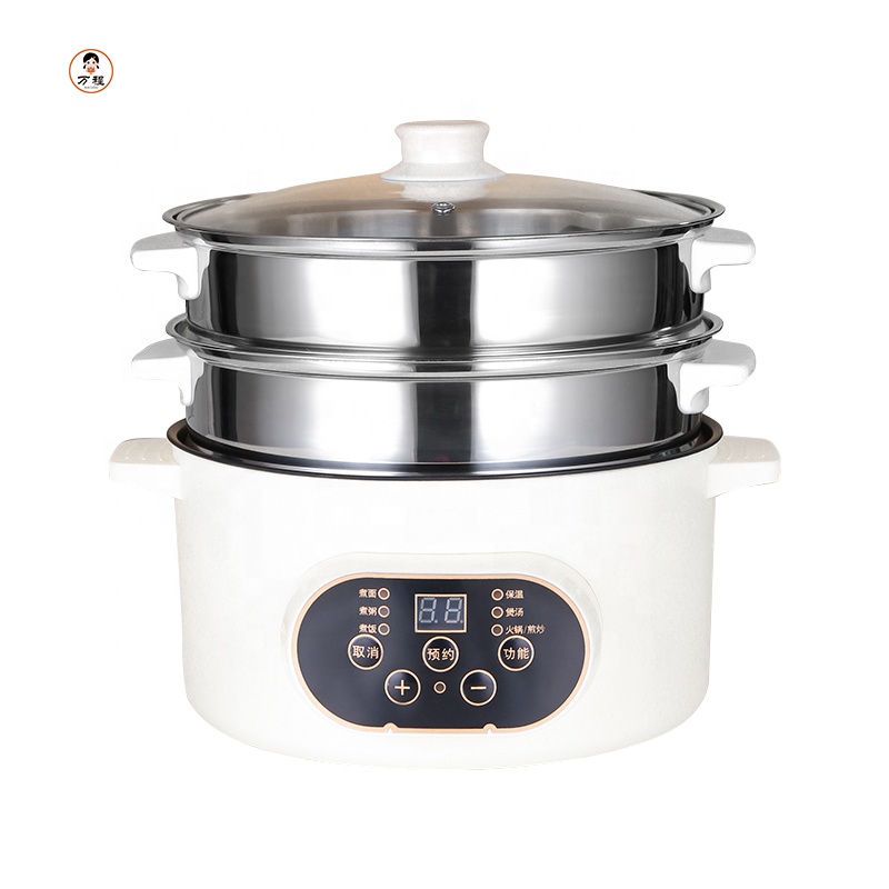 Nordic Style Double Layer Small Electric Cooker Non-stick Stainless Steel Cooking Pot