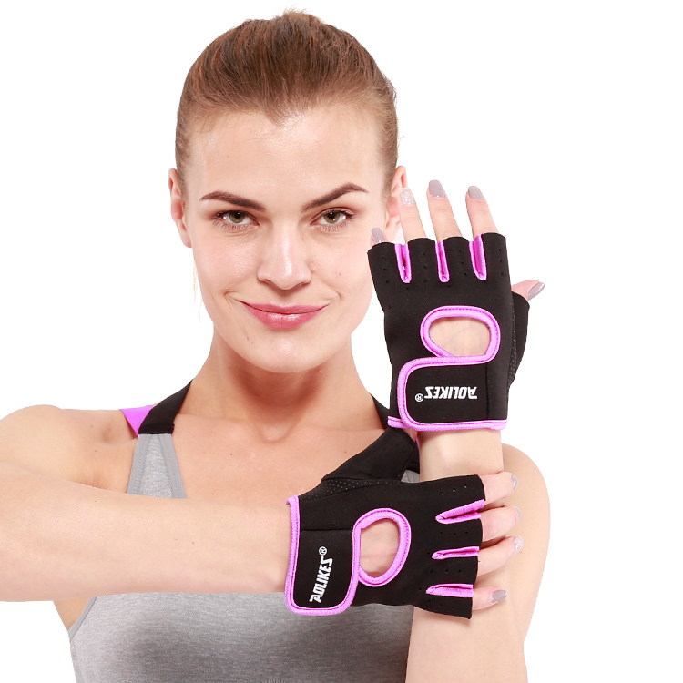 Aolikes custom weight lifting fitness silicone half finger gloves