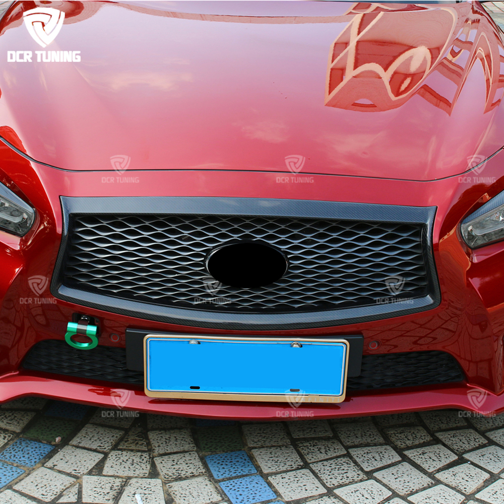 Углерода решетка для Infiniti Q50 Q50S углеродного волокна передняя решетка Накладка 2014 2015 2016 2017 аксессуары почек гриль