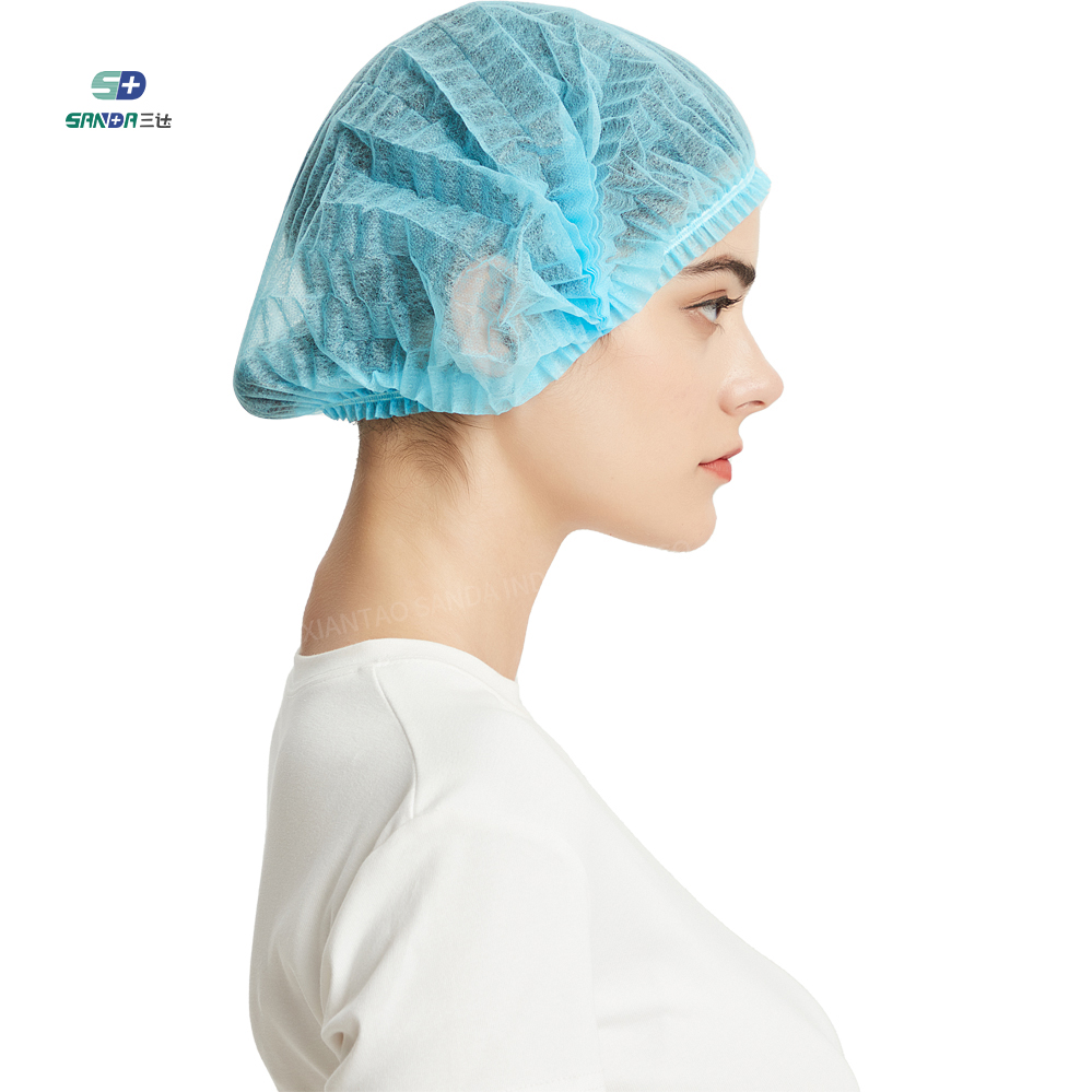 Surgical Medical Ce Strip Surgeon Clip Cap Hair Mesh Head Cover Disposable Non Woven Bouffant Cap Mob cap
