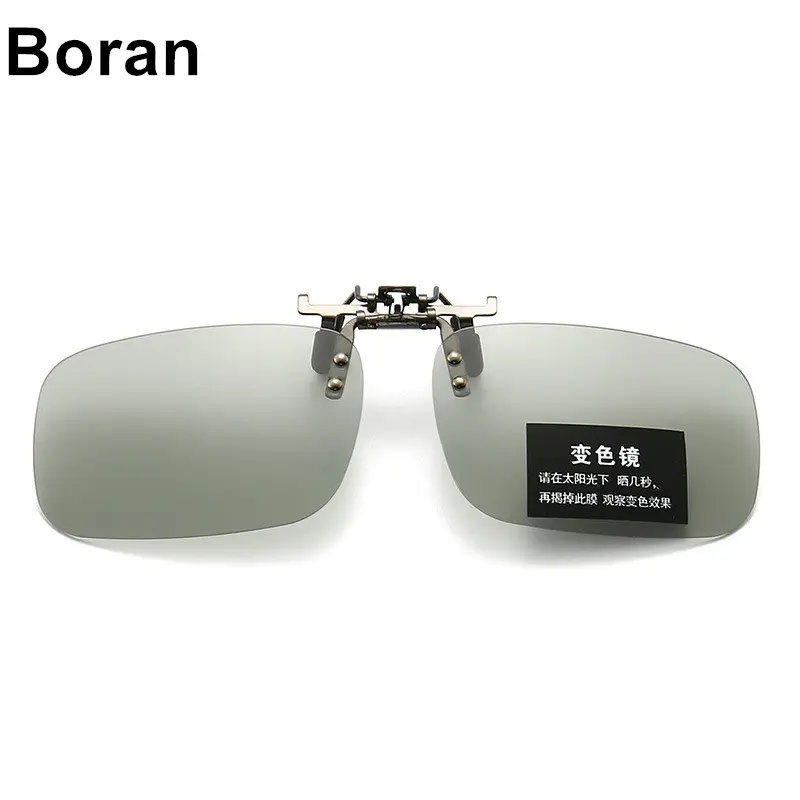 Солнцезащитные очки Boran с клипсой, линзы ночного видения UV400, фотохромные поляризационные очки для вождения, защита от Уфа, близорукость