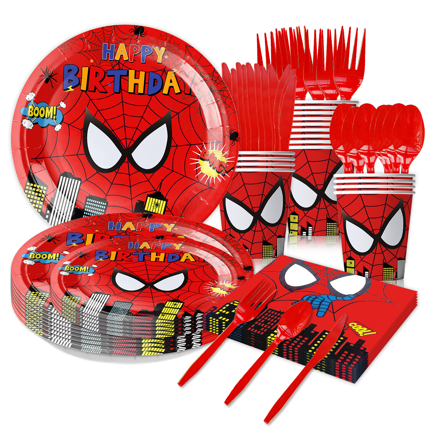 Spider Man Party Decoration Set Disposable Tableware Superhero Birthday Party Paper Plates Customized Service