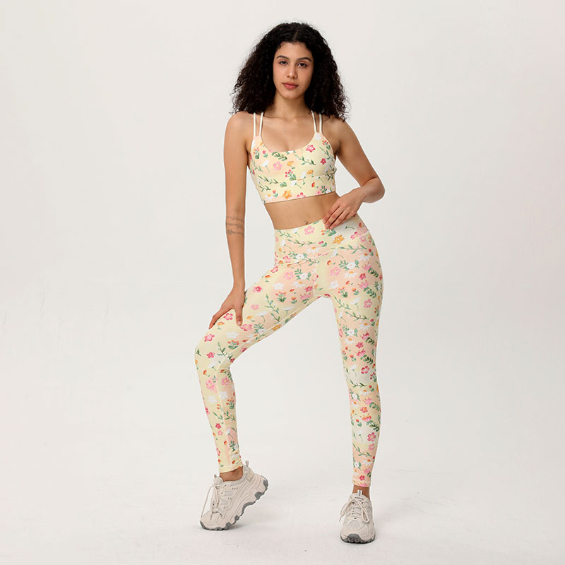 print yoga pants leggings custom womens 2 piece crop top and leggings set yoga gym legging set woman active wear gym fitness set