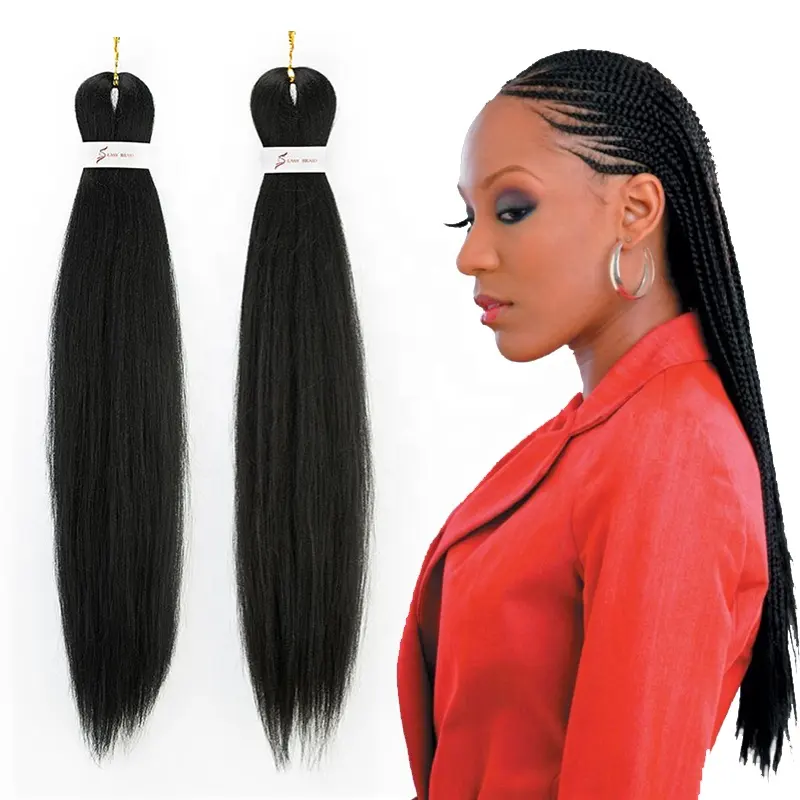 Африканские плетеные волосы Yaki, легко натянутые волосы, приспособление для вязания крючком, предварительно растянутые синтетические плетеные волосы для наращивания