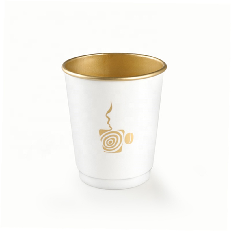 8oz double wall gold foil cups disposable kraft paper coffee cups