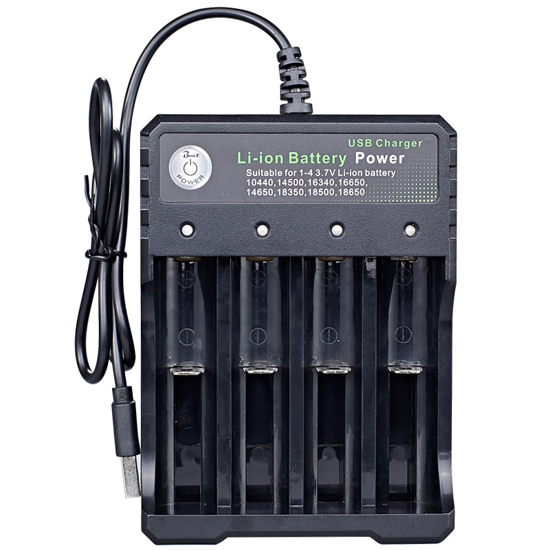 USB 18650 зарядные устройства Black 4 слота AC 110V 220V двойной для 18650 QI Беспроводная зарядка 3,7 V литий-ионная аккумуляторная батарея