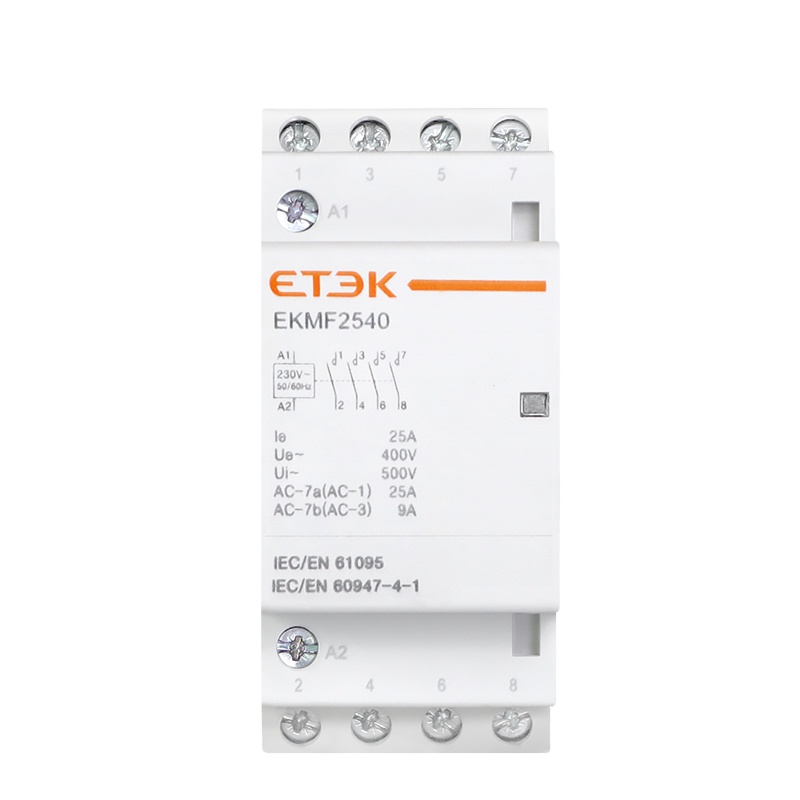 Модульный автоматический контактор переменного тока ETEK EKMF 4P 25A 4NO Coil 230VAC Din Rail