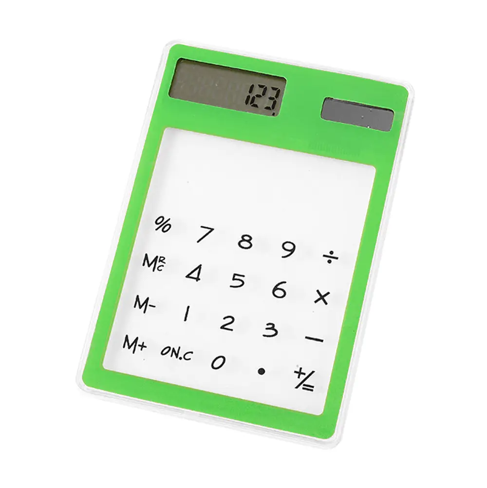 Portable Ultra Slim Mini Transparent LCD Solar Powered Calculator Touch Screen 8 Digit Creative School Student Stationery