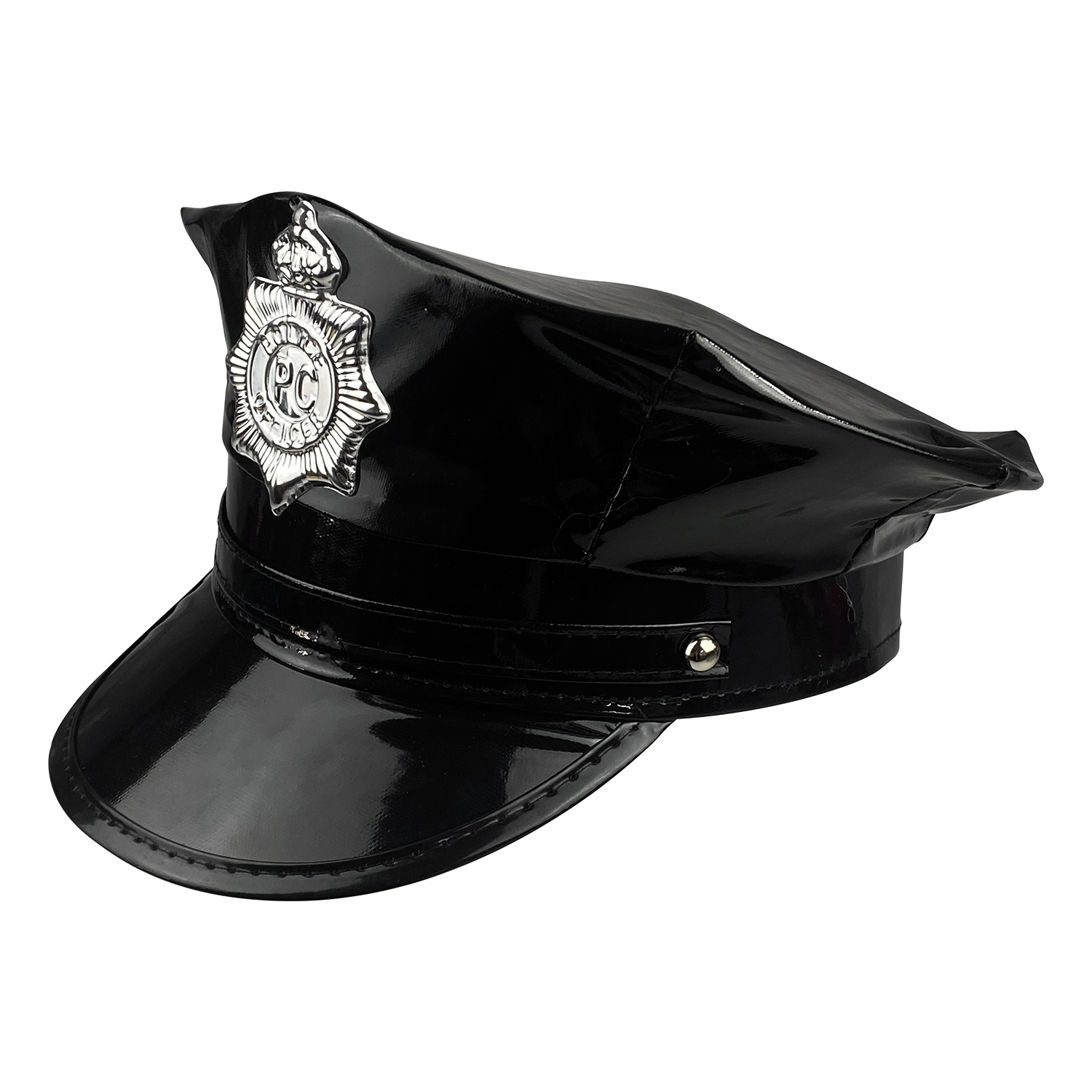 Patent Leather Officer Role Play Kit Hat for Cop Swat FBI Halloween Party Dress up Costume Accessories
