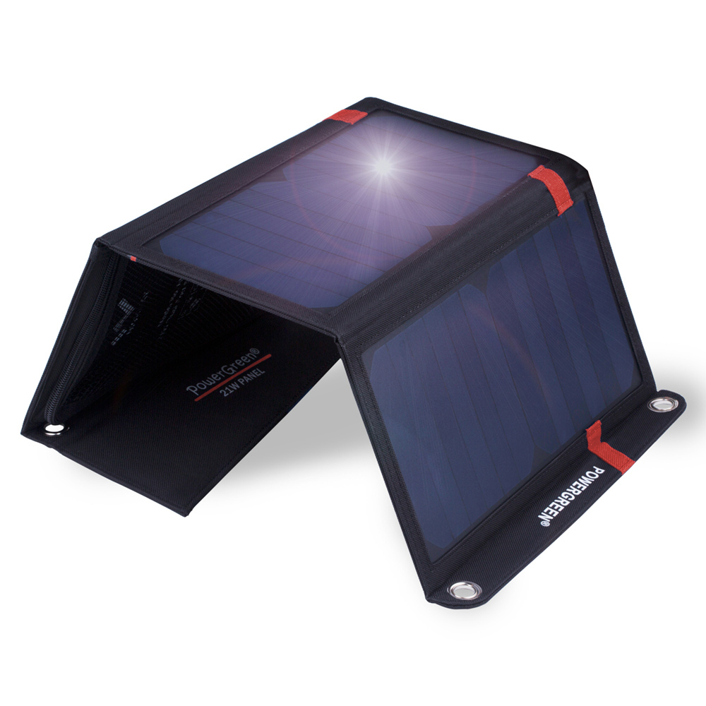Солнечное зарядное устройство PowerGreen с двойным USB 21 Вт, складная солнечная панель для сотовых телефонов и всех цифровых устройств 5 В