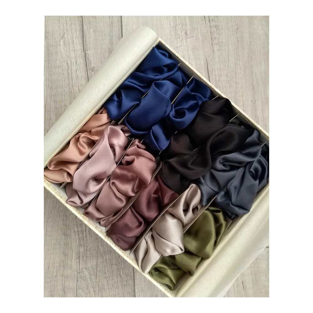 Набор шелковых волос scrunchy с упаковочной коробкой, сатиновые 100% чистые шелковые резинки для волос большого размера