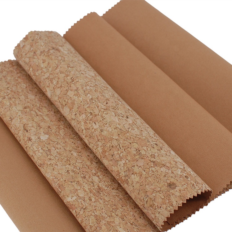 Custom Designer Natural Vegan Cork Fabric Backing 100% Cotton Cork Fabric Leather for Shopping Bag