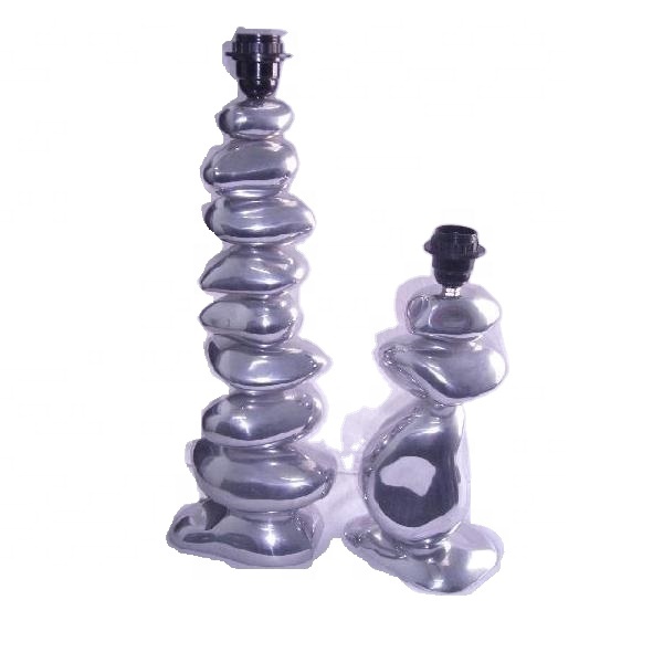 Mirror Polish Cast Aluminium Lamp in Stone Shape Also Available in Mat Finish Home Decor Table Lamp Metal Lamps