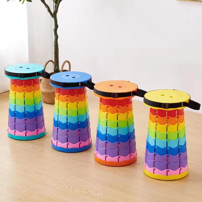 NEWRGY Ottoman Stool with Cushions Camping Portable Plastic Microscopic Retractable Collapsible Telescopic Folding Logo Outdoor