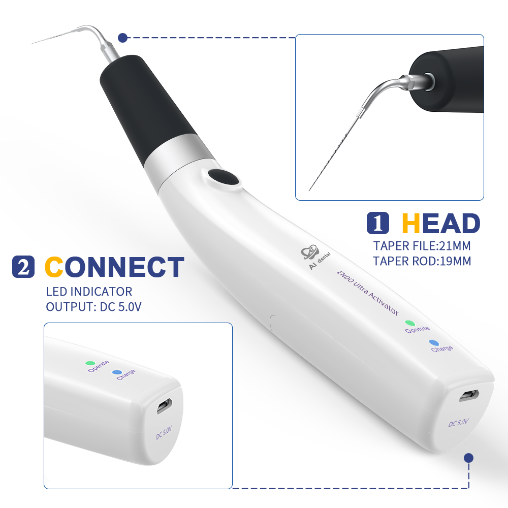 Dental surgical instruments endodontic cordless ultrasonic activation ENDO irrigator handpiece root canal treatment with LED