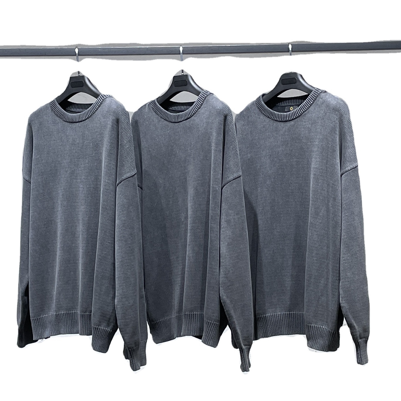 2021 Winter fashion heavy cotton oversize knitwear clothes men's plus size casual washed vintage knit sweaters