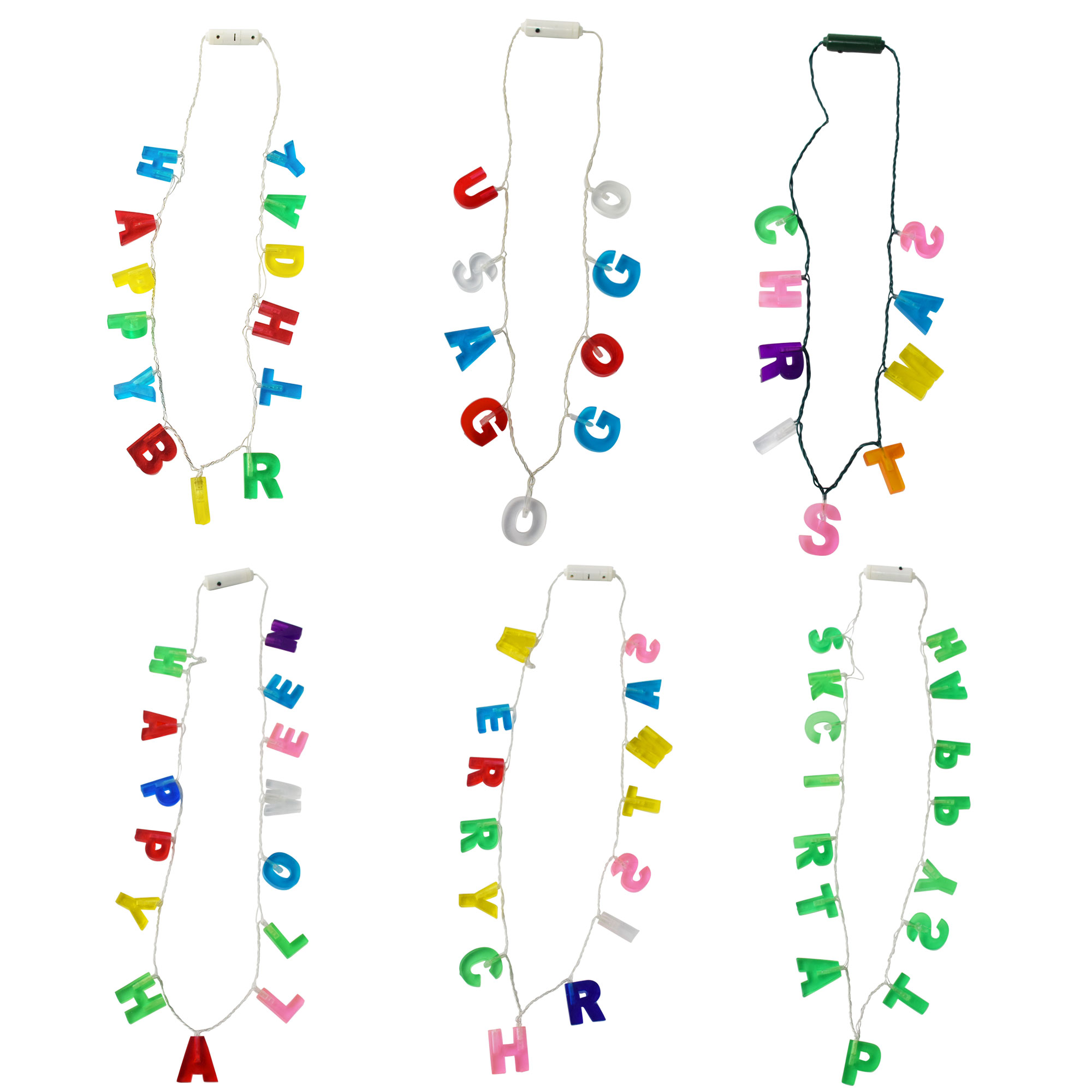 Children Favors Light Up Party Bulb Christmas Tree Bell Layered Latest Design Beads Bead Necklace