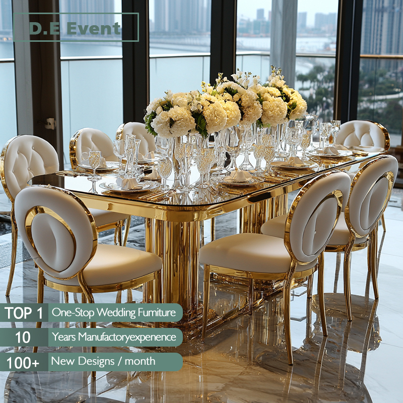high-quality modern wedding stylish rental furniture stainless steel wedding tables and chairs